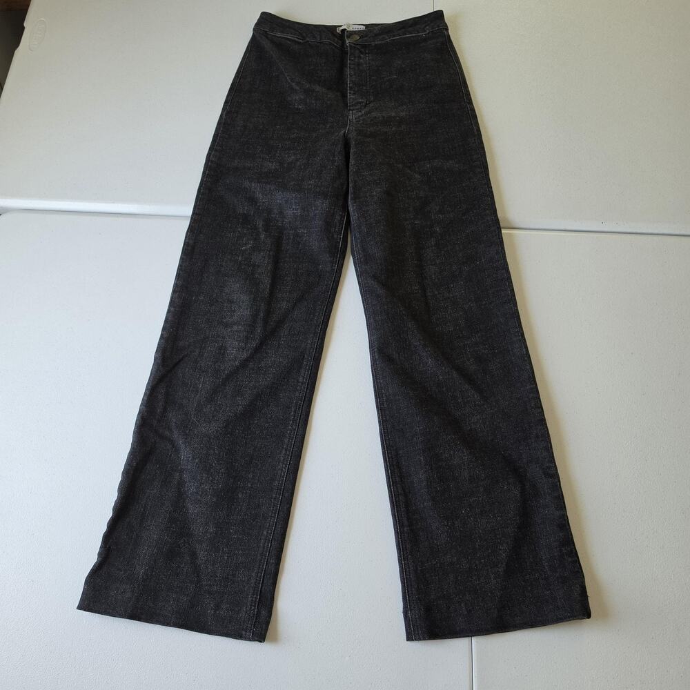 Apiece Apart Jeans Womens 4 Charcoal High Rise Wide Leg Relaxed Stretch Denim